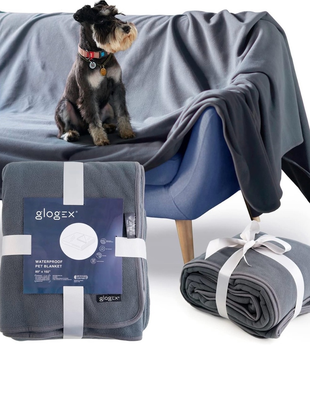 X Large Waterproof Pet throw Blanket Gray Fleece for Sofa or king size bed Cover